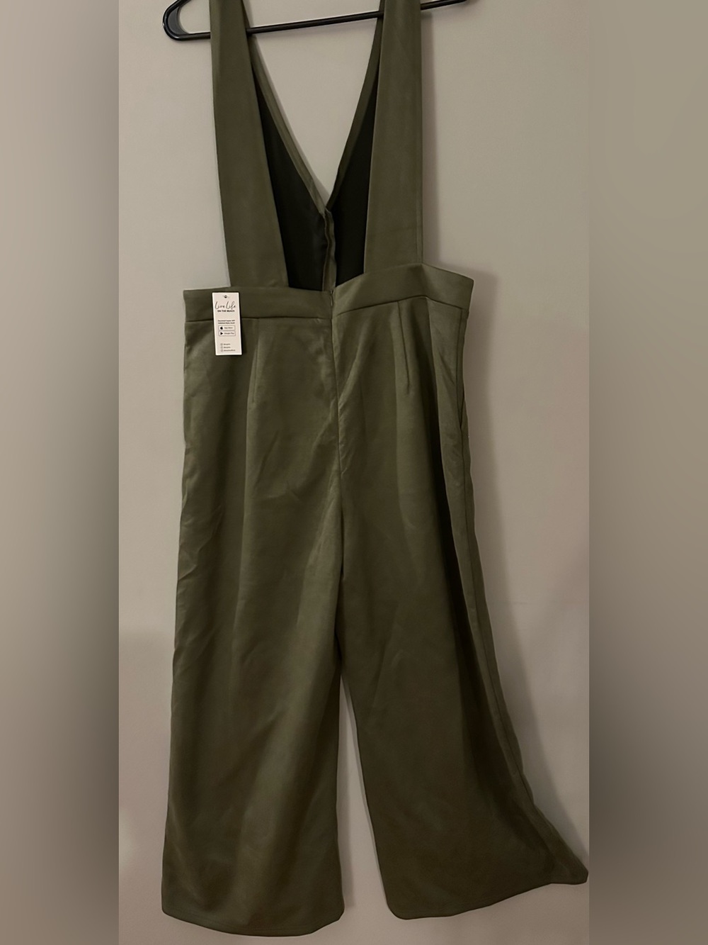 NWT Cupshe XL Olive Green Wide Leg Plunge V-Neck Jumpsuit - Picture 8 of 14
